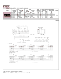 A-505Y datasheet: Common anode yellow five digit display A-505Y