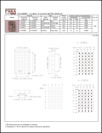 A-5580SR datasheet: Common anode super red 2.3 inch, 5x8 dot matrix display A-5580SR