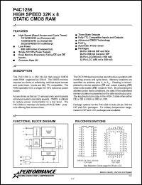 P4C1256-20JC datasheet: 20 ns, static CMOS RAM, 32 K x 8 high speed P4C1256-20JC