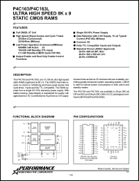 P4C163-25FM datasheet: 25 ns,resettable static CMOS RAM, 8 K x 9 ultra high speed P4C163-25FM