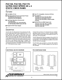 P4C168-20PC datasheet: 20 ns,static CMOS RAM, 4 K x 4 ultra high speed P4C168-20PC