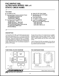 P4C188-15PC datasheet: 15 ns,static CMOS RAM, 16 K x 4 ultra high speed P4C188-15PC