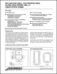 P4C1982L-10PC datasheet: 10 ns,static CMOS RAM, 16 K x 4 ultra high speed P4C1982L-10PC