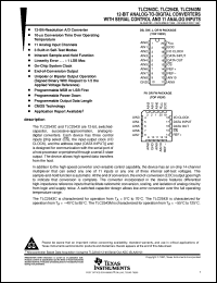 TLC2543CDBR datasheet:  12-BIT 66 KSPS ADC SER. OUT, PGRMABLE MSB/LSB FIRST, PGRMABLE POWER DOWN/OUTPUT DATA LENGTH, 11 CH. TLC2543CDBR