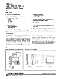 P93U422-35SC datasheet: 35 ns,static CMOS RAM, 256 x 4 ultra high speed P93U422-35SC