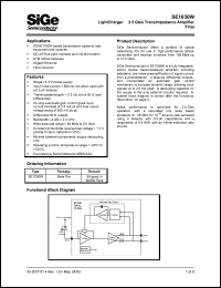 SE1030W datasheet: LightCharger 2.5 Gb/s transimpedance amplifier. SE1030W