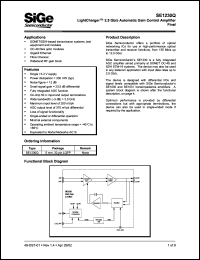 SE1230Q datasheet: LightCharger 2.5 Gb/s automatic gain control amplifier. SE1230Q