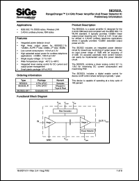 SE2522L datasheet: RangeCharger 2.4 GHz power amplifier and power decoder IC. SE2522L