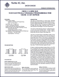 TU24C01CS3 datasheet: CMOS IIC 2-wire bus. 1K electrically erasable programmable ROM. 128 x 8 bit EEPROM. Voltage 2.7V to 5.5V. TU24C01CS3