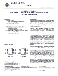 TU24C04CS3 datasheet: CMOS IIC 2-wire bus. 4K electrically erasable programmable ROM. 512 x 8 bit EEPROM. Voltage 2.7V to 5.5V. TU24C04CS3
