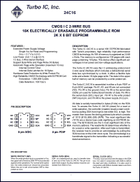 TU24C16CS3 datasheet: CMOS IIC 2-wire bus. 16K electrically erasable programmable ROM. 2K x 8 bit EEPROM. Voltage 2.7V to 5.5V. TU24C16CS3