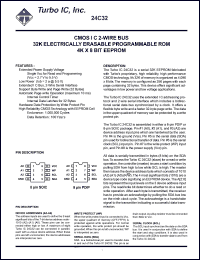 TU24C32CP3 datasheet: CMOS IIC 2-wire bus. 32K electrically erasable programmable ROM. 4K x 8 bit EEPROM. Voltage 2.7V to 5.5V. TU24C32CP3