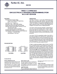 TU24C32CS3 datasheet: CMOS IIC 2-wire bus. 32K electrically erasable programmable ROM. 4K x 8 bit EEPROM. Voltage 2.7V to 5.5V. TU24C32CS3