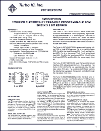 TU25C128PI-2.7 datasheet: CMOS SPI bus. 128K electrically erasable programmable ROM. 16K x 8 bit EEPROM. Voltage 2.7V to 5.5V. TU25C128PI-2.7