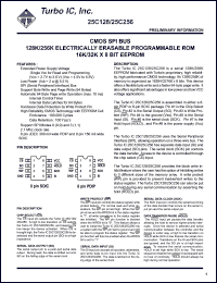 TU25C128SC datasheet: CMOS SPI bus. 128K electrically erasable programmable ROM. 16K x 8 bit EEPROM. Voltage 4.5V to 5.5V. TU25C128SC