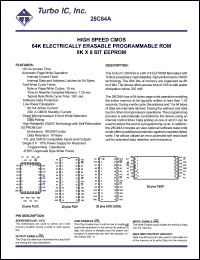 28C64ATI-1 datasheet: High speed CMOS. 64K electrically erasable programmable ROM. 8K x 8 bit EEPROM. Access time 120 ns. 28C64ATI-1