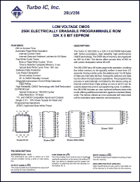 28LV256TC-3 datasheet: Low voltage CMOS. 256K electrically erasable programmable ROM. 32K x 8 bit EEPROM. Access time 200 ns. 28LV256TC-3