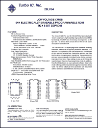 28LV64JI-4 datasheet: Low voltage CMOS. 64K electrically erasable programmable ROM. 8K x 8 bit EEPROM. Access time 250 ns. 28LV64JI-4