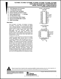 TLC1543CDBR datasheet:  10-BIT, 38 KSPS ADC SERIAL OUT, ON-CHIP SYSTEM CLOCK, 11 CH. TLC1543CDBR