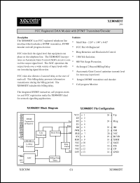 XE0068DT datasheet: FCC registered DAA module with DTMF transmitter/decoder. XE0068DT