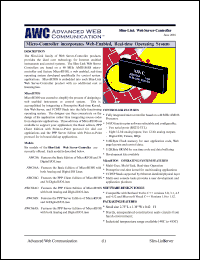 AWC86A datasheet: Slim-Link web server-controller. Micro-controller incorporates web-enabled, real-time operating system. AWC86A