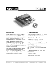 PC2400 datasheet: 2400 bps modem, stackthrough bus. PC2400