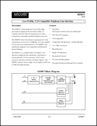 XE0017 datasheet: Low-profile, V.34 compatible telephone line interface. XE0017