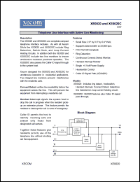 XE0020 datasheet: Telephone line interface with active line monitoring. XE0020