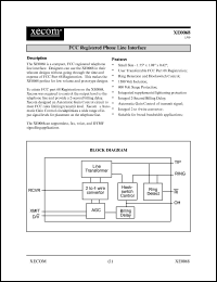 XE0068 datasheet: FCC registered phone line interface. XE0068