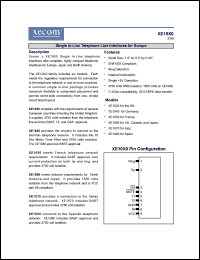 XE1050 datasheet: Single-in-line telephone line intrface for Europe (France). XE1050