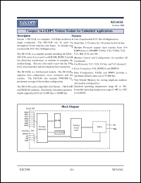 XE1414L datasheet: Compact 14.4 KBPS modem module for embedded applications. XE1414L