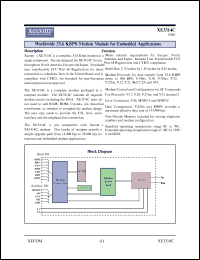 XE3314C-ITR datasheet: Wordwide 33.6 KBPS modem module for embeddable applications. XE3314C-ITR