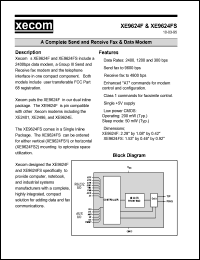 XE9624F datasheet: A complete send and receive fax & data modem. XE9624F