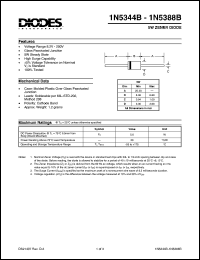 1N5386B datasheet: 180V 5W zener diode 1N5386B