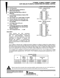 TLC0838CN datasheet:  8-BIT, 20 KSPS ADC SERIAL OUT, UPROCESSOR PERIPH./STANDALONE, REM. OP W/SER. DATA LINK, MUX OPTION TLC0838CN