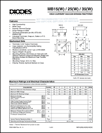 MB35-6 datasheet: 600V; 35.0A high current silicon bridge rectifier MB35-6