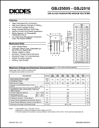 GBJ2508 datasheet: 800V; 25A glass passivated bridge rectifier GBJ2508