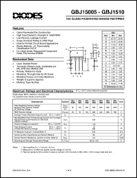 GBJ1504 datasheet: 400V; 15A glass passivated bridge rectifier GBJ1504