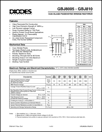 GBJ804 datasheet: 400V; 8.0A glass passivated bridge rectifier GBJ804