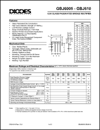 GBJ6005 datasheet: 50V; 6.0A glass passivated bridge rectifier GBJ6005