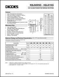 KBJ601G datasheet: 100V; 6.0A glass passivated bridge rectifier KBJ601G