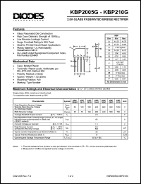 KBP201G datasheet: 100V; 2.0A glass passivated bridge rectifier KBP201G