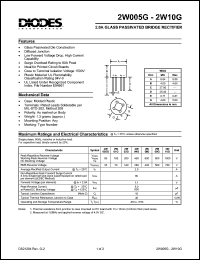 2W08G datasheet: 800V; 2.0A glass passivated bridge rectifier 2W08G