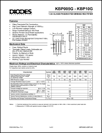 KBP04G datasheet: 400V; 1.5A glass passivated bridge rectifier KBP04G