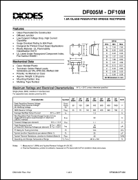 DF10M datasheet: 1000V; 1.0A glass passivated bridge rectifier DF10M