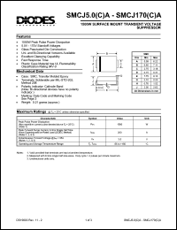SMCJ170(C)A datasheet: 170V; 1500mW surface mount transient voltage suppressor SMCJ170(C)A