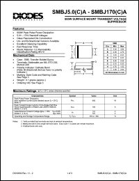 SMBJ170(C)A datasheet: 170.0V; 600mW surface mount transient voltage suppressor SMBJ170(C)A