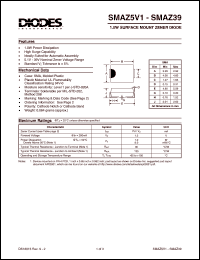 SMAZ27 datasheet: 27.00V; 1.0W surface mount zener diode. Ideally suited for automatic assembly SMAZ27