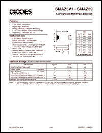 SMAZ9V1 datasheet: 9.10V; 1.0W surface mount zener diode. Ideally suited for automatic assembly SMAZ9V1
