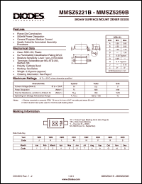 MMSZ5259B datasheet: 39V; 500mW surface mount zener diode. General purpose; Ideally suited for automated assembly processes MMSZ5259B